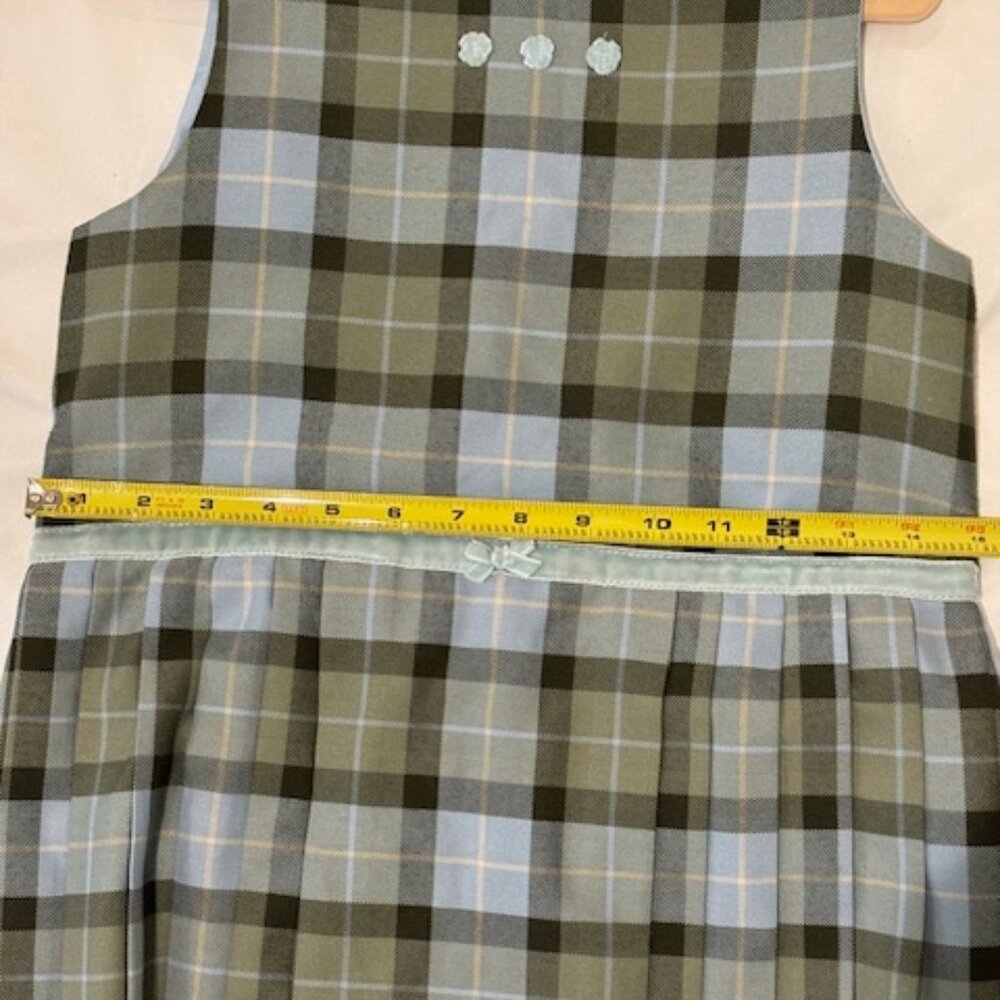 Jacadi Girls Green/Blue plaid Jumper Dress - Picture 4 of 9